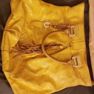 Charles Jourdan Yellow Treated Leather Tote
